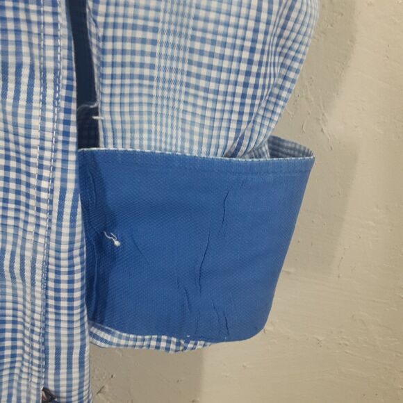 English Laundry Adult Men's XL Blue Plaid Check Long Sleeve Button Up Shirt - Picture 3 of 13